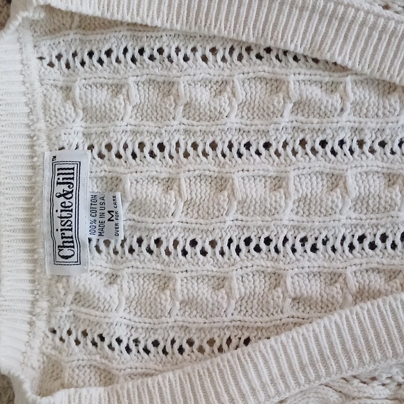 🔥🔥🔥Christie & Jill vintage cableknit V-neck cream cardigan M - Picture 9 of 14